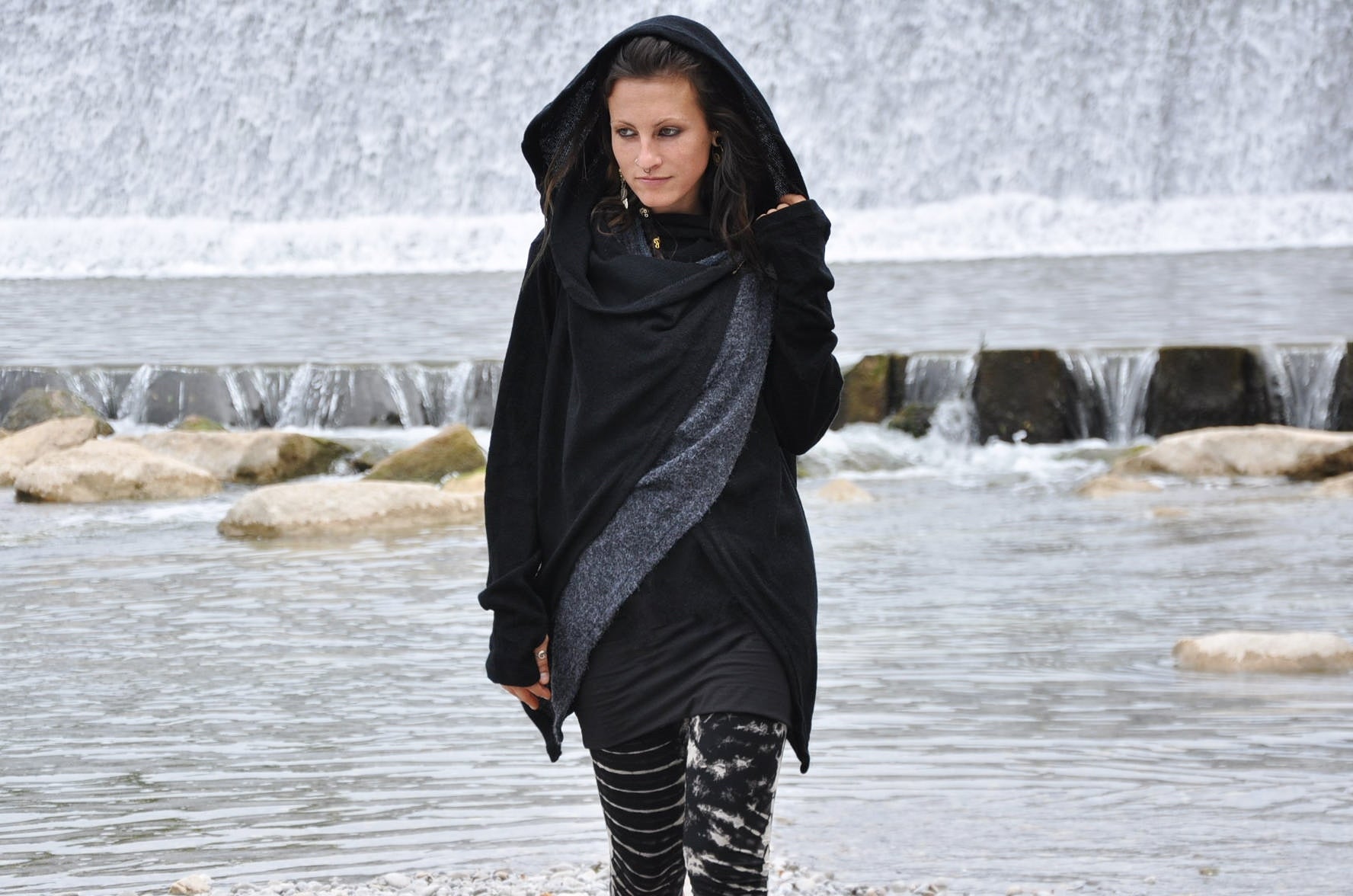Cardigan Black Hooded Shawl Danaeriz Hooded Long Sleeved Shawl