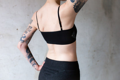 Bra Top with Brass Triangles - Bralette, Bustier, Yoga Top - black