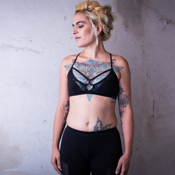 Strappy Bra - Bra Top, Bralette, Bustier, Yoga Top - black