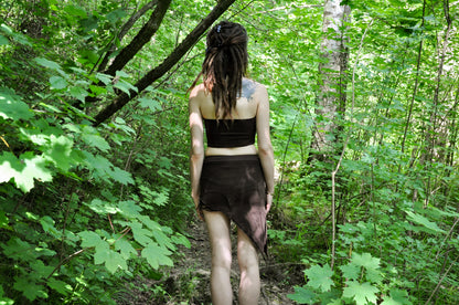 Neckholder Crop Top with Brass Details - brown