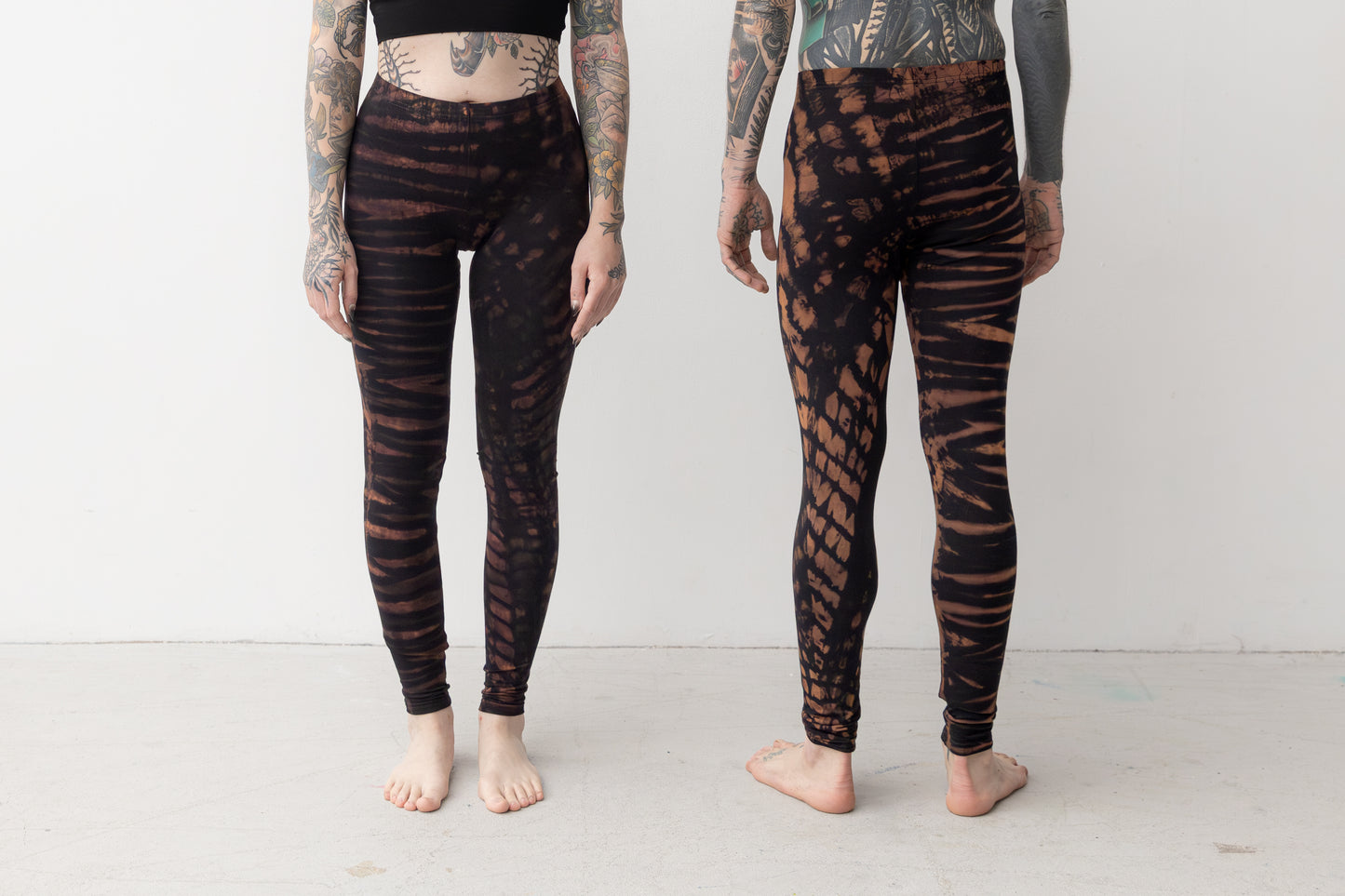 Leggings mit Tiger- und Leopardenoptik - Batik, Tie-Dye - unisex - beige-braun-purpur