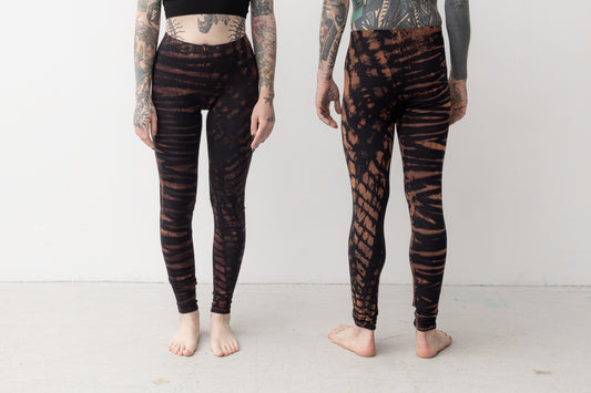 Tiger & Leopard look Leggings - Batik, Tie-Dye - unisex - beige-brown-purple