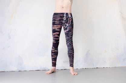 Leggings mit Tiger- und Leopardenoptik - Batik, Tie-Dye - unisex - braun-blaugrau