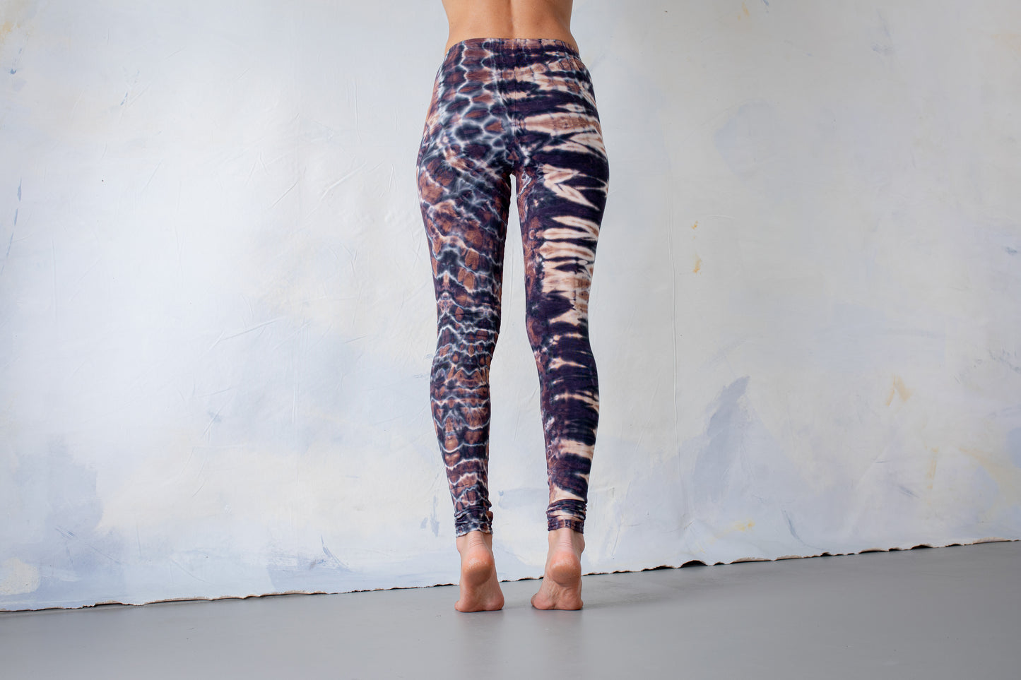 Tiger & Leopard look Leggings - Batik, Tie-Dye - unisex - brown-blue gray