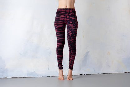 Tiger & Leopard look Leggings - Batik, Tie-Dye - unisex - black-red-purple