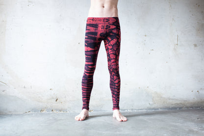 Tiger & Leopard look Leggings - Batik, Tie-Dye - unisex - black-red-purple