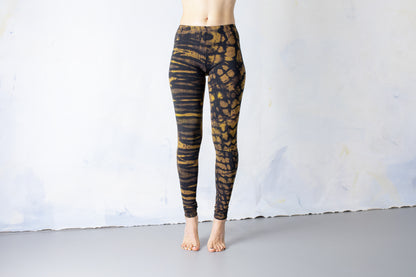 Tiger & Leopard look Leggings - Batik, Tie-Dye - unisex - black-beige-yellow