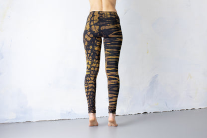 Tiger & Leopard look Leggings - Batik, Tie-Dye - unisex - black-beige-yellow