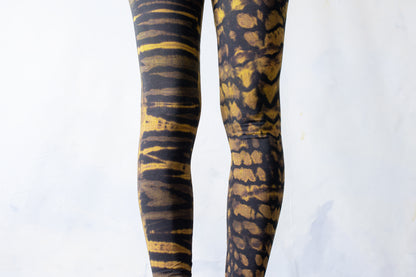 Tiger & Leopard look Leggings - Batik, Tie-Dye - unisex - black-beige-yellow