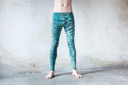 Leggings mit Tiger- und Leopardenoptik - Batik, Tie-Dye - unisex - türkis-braun