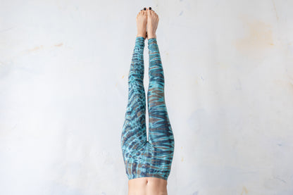 Tiger & Leopard look Leggings - Batik, Tie-Dye - unisex - turquoise-brown