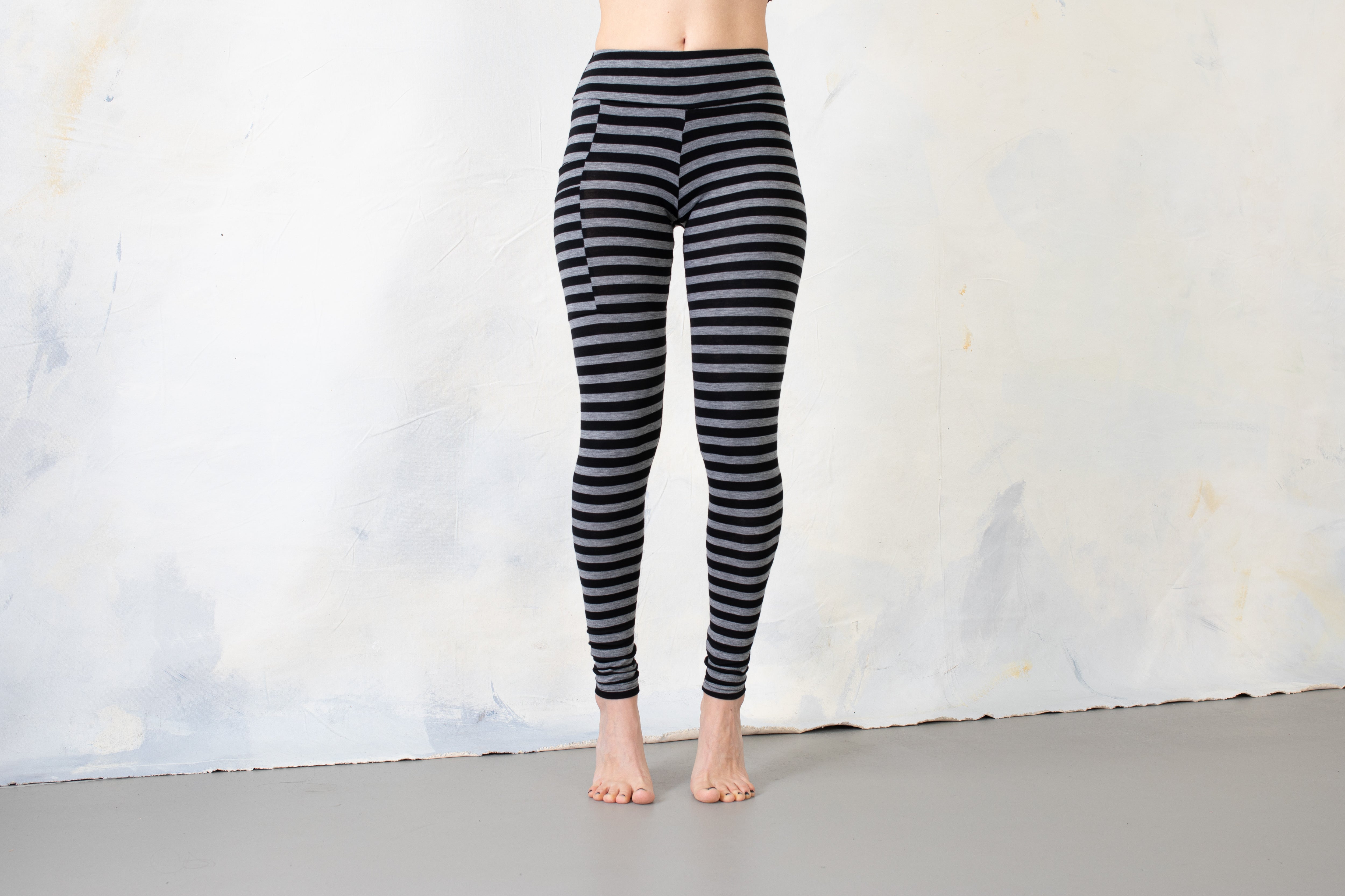 Ringle Leggings - with pocket - Striped Leggings - black-gray