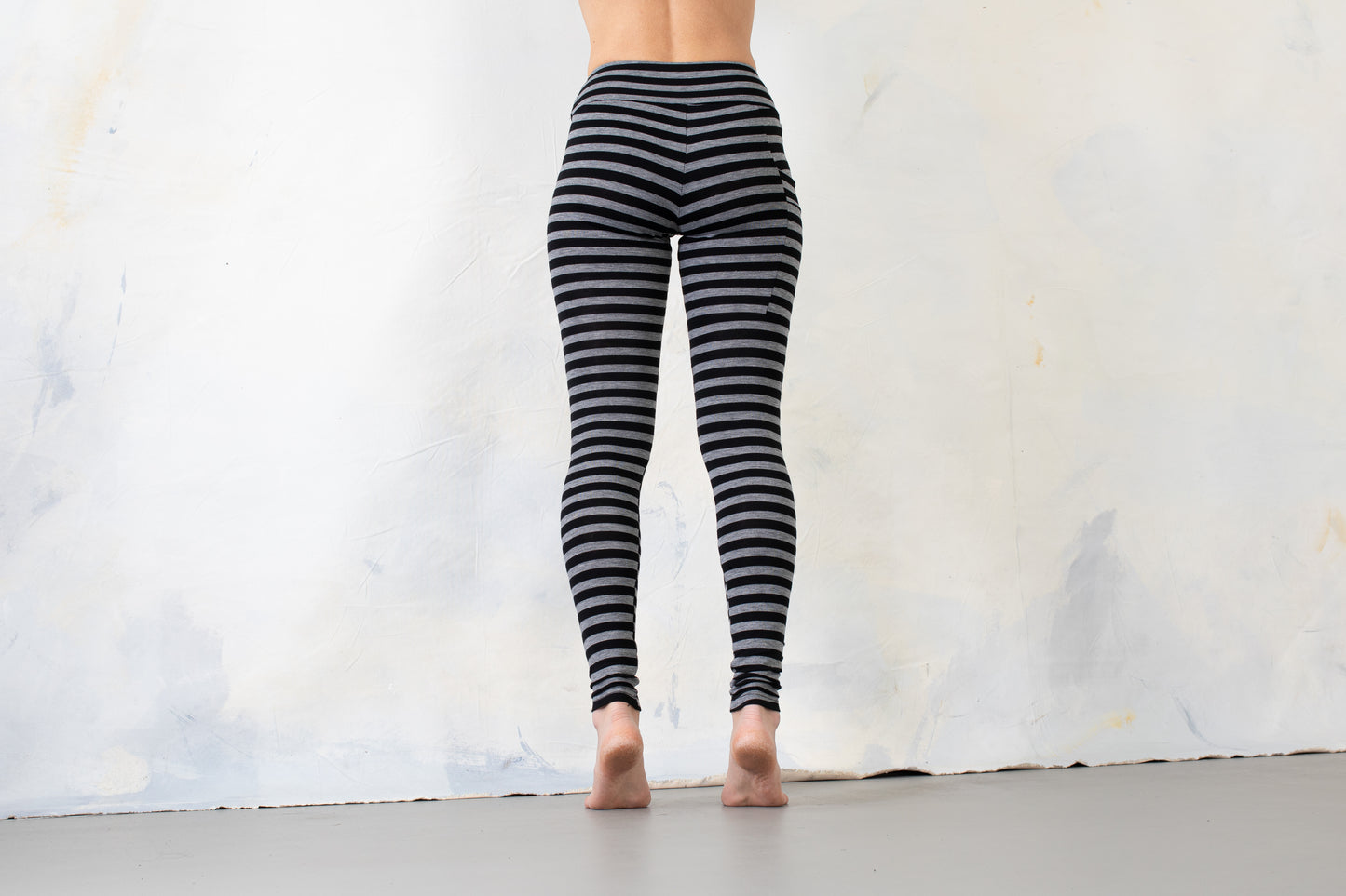 Ringle Leggings - with pocket - Striped Leggings - black-gray