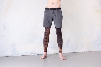 Leggings with abstract snake pattern - screen printing - unisex - rusty brown-orange