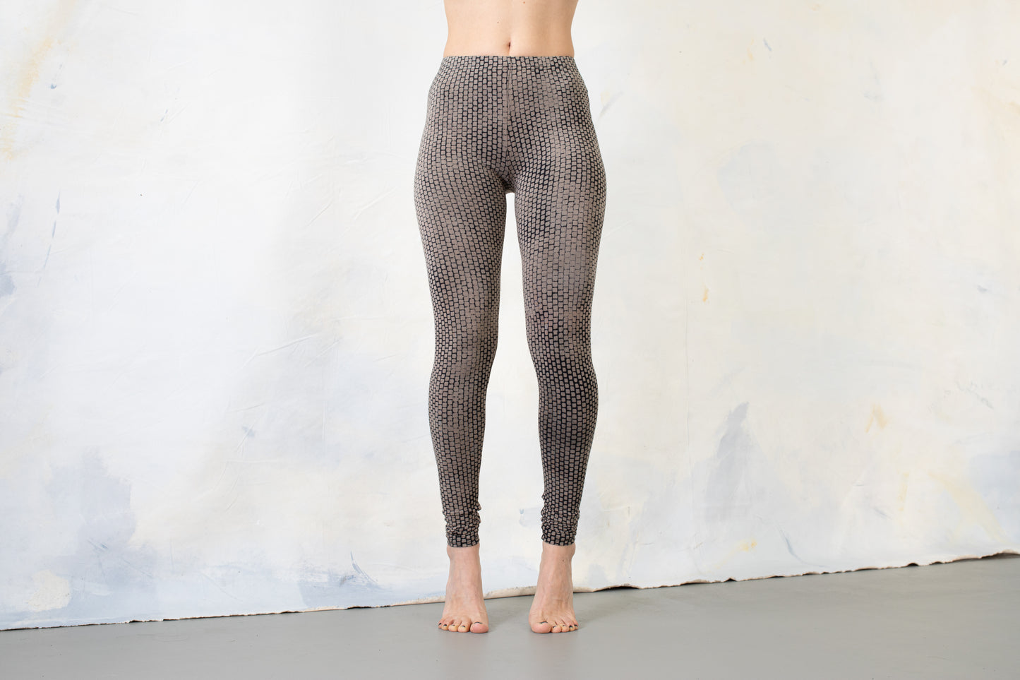 Leggings abstract Bricks - unisex - indigo-beige