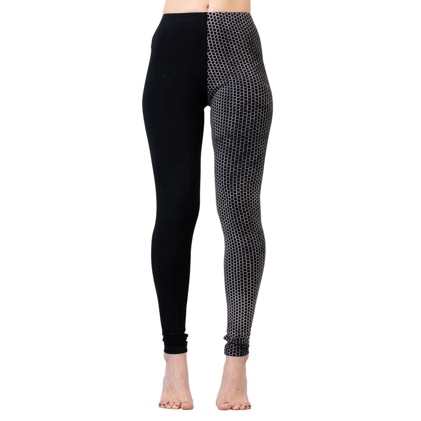 Leggings abstract Bricks - unisex - asymmetric - black-beige