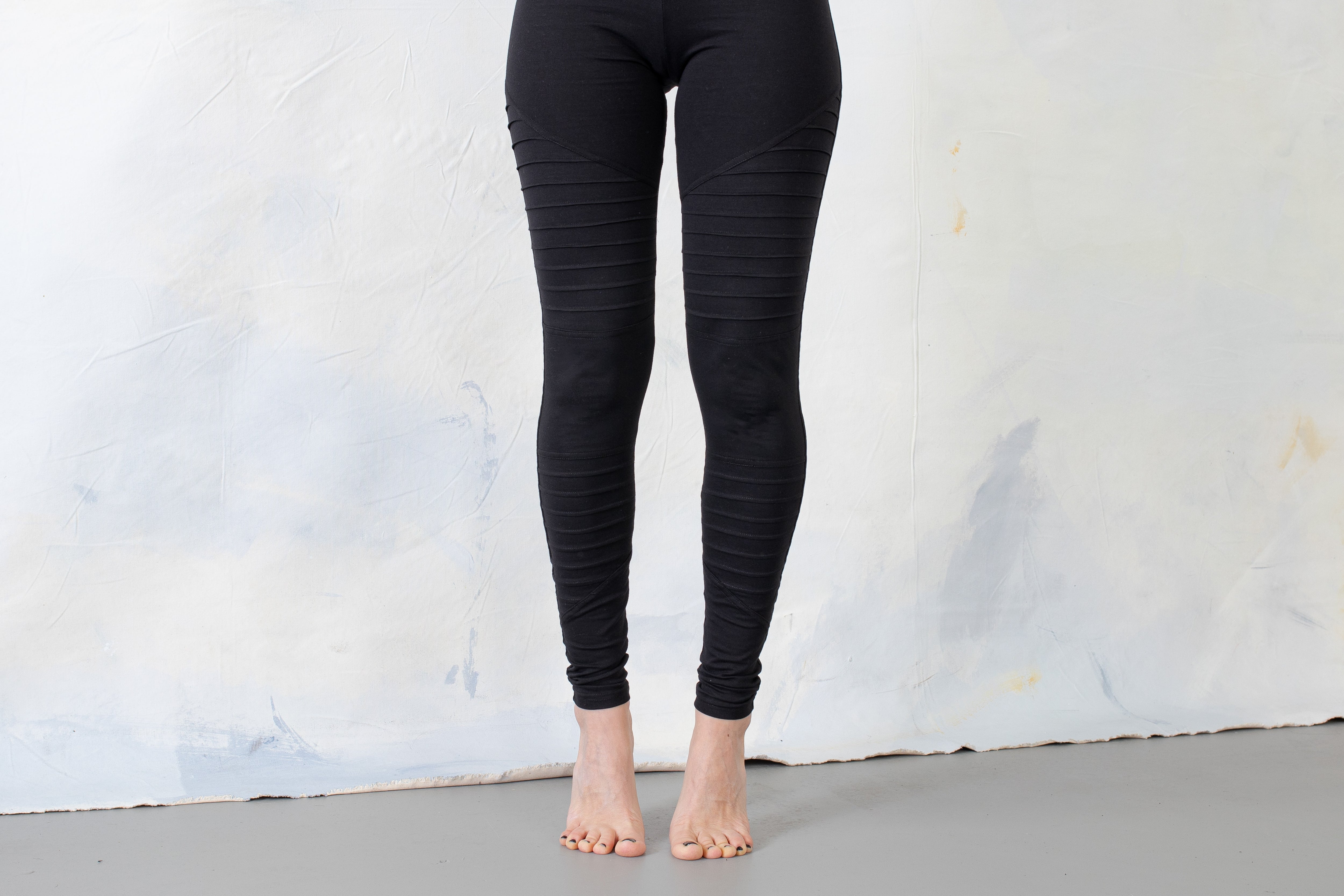 Leggings mit Nahtstruktur - schwarz