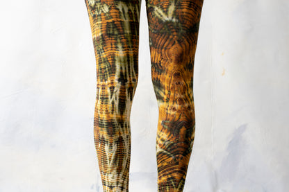 Leggings with an abstract diamond Pattern - unisex - camel beige-mustard brown