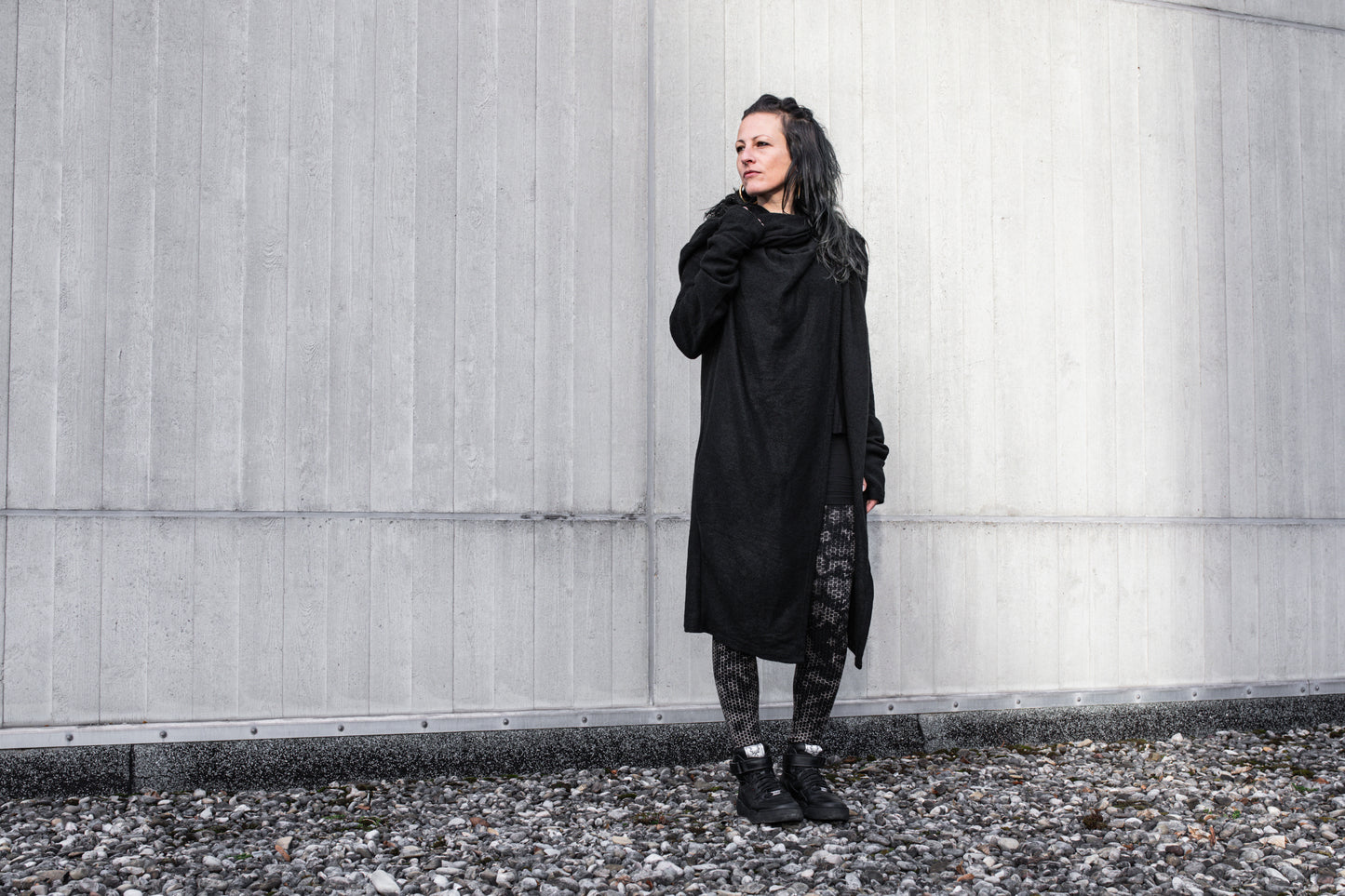 Long Coat - Cardigan - gender neutral - black