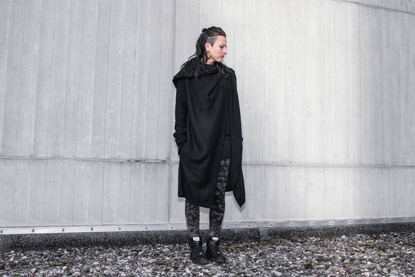 Long Coat - Cardigan - gender neutral - black