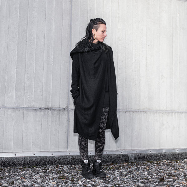 Long Coat - Cardigan - gender neutral - black