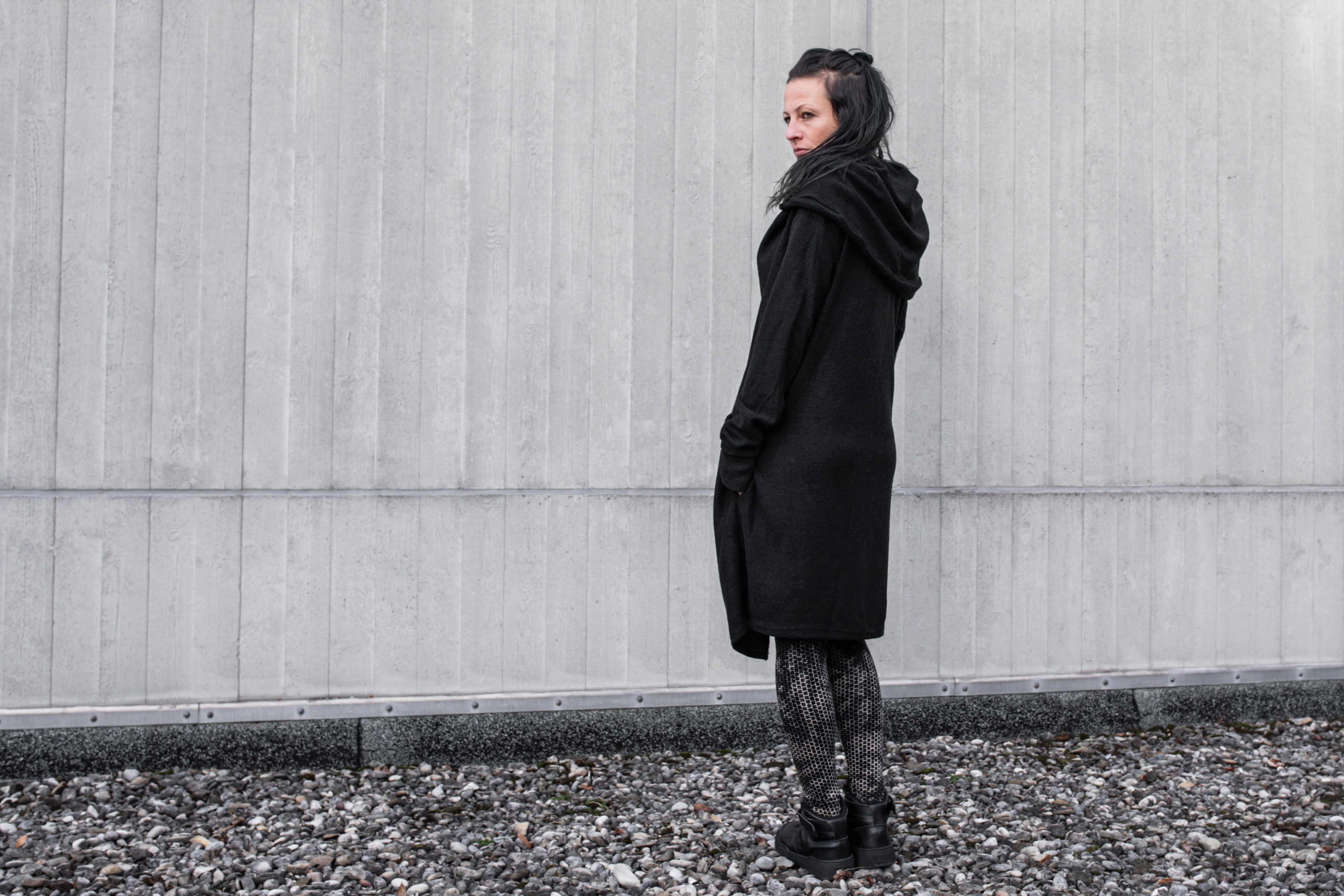 Long Coat - Cardigan - gender neutral - black