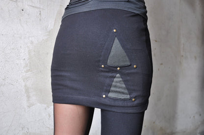 Mini Skirt - Stretch Skirt with Rivets - black