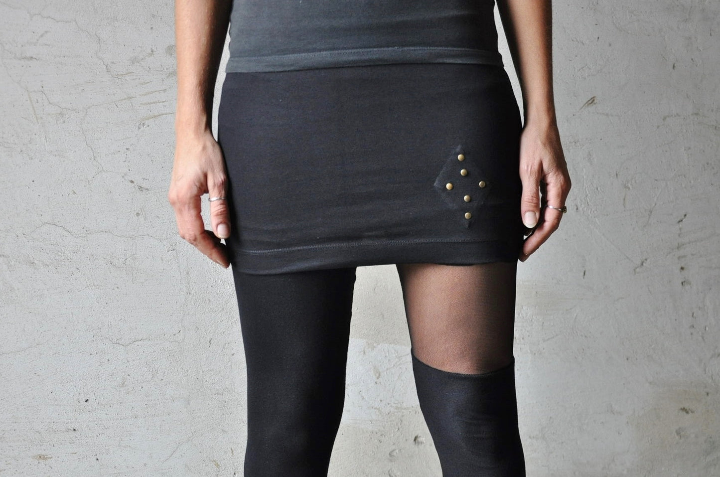 Mini Skirt - Stretch Skirt with Rivets - black