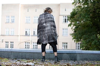 Sarong with snake pattern - Pareo, Scarf, Shawl - Batik, Tie-Dye, Block Print - black-gray-beige