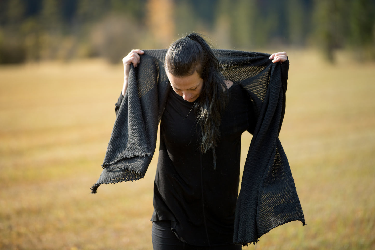 Scarf - Shawl, Wrap Scarf, Shoulder Warmer with rivets - plain black