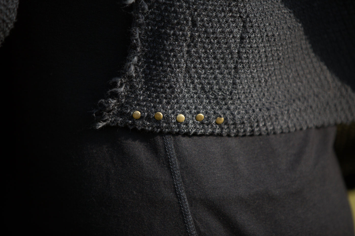 Scarf - Shawl, Wrap Scarf, Shoulder Warmer with rivets - plain black