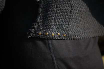 Scarf - Shawl, Wrap Scarf, Shoulder Warmer with rivets - plain black