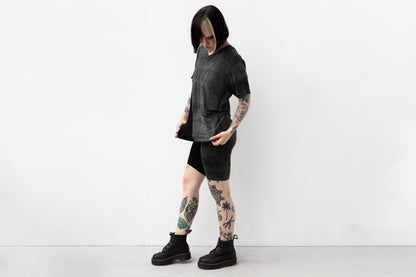 Batik T-Shirt mit geometrischem Hexagon-Muster