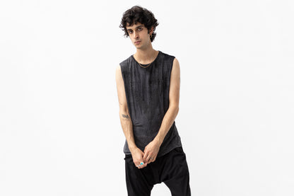 Tank Top with Triangle Print and Hexagon Pattern - black-beige-gray