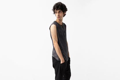 Tank Top with Triangle Print and Hexagon Pattern - black-beige-gray
