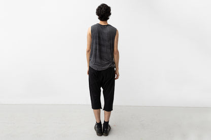 Tank Top with Triangle Print and Hexagon Pattern - black-beige-gray