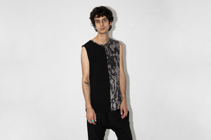 Tank Top Abstract Bricks - asymmetrical - black-beige-gray