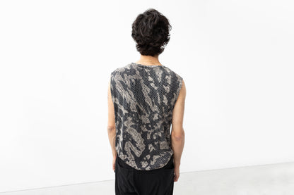 Tank Top Abstract Bricks - asymmetrical - black-beige-gray