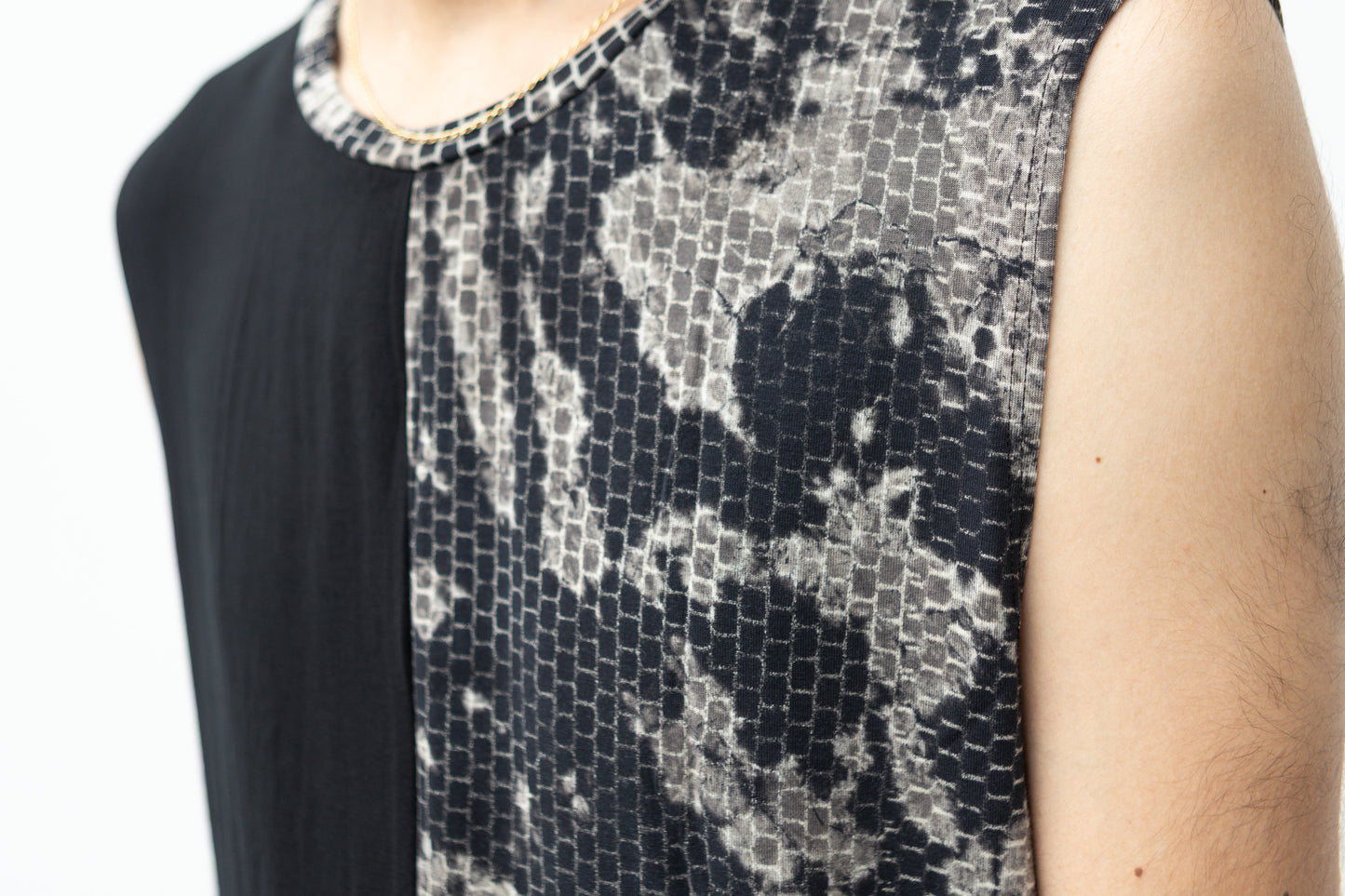 Tank Top Abstract Bricks - asymmetrical - black-beige-gray