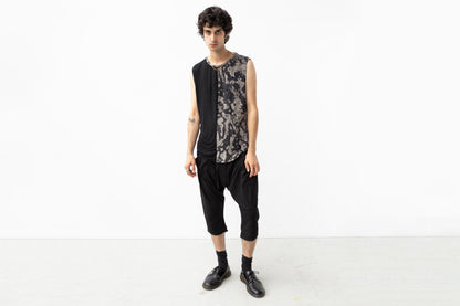 Tank Top Abstract Bricks - asymmetrical - black-beige-gray