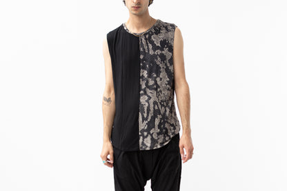 Tank Top Abstract Bricks - asymmetrical - black-beige-gray