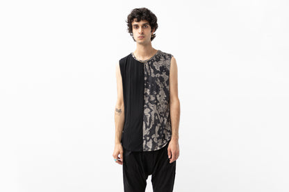 Tank Top Abstract Bricks - asymmetrical - black-beige-gray