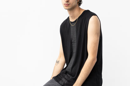 Tank Top with black Screen-Printed Stripe - black