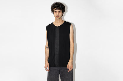 Tank Top with black Screen-Printed Stripe - black
