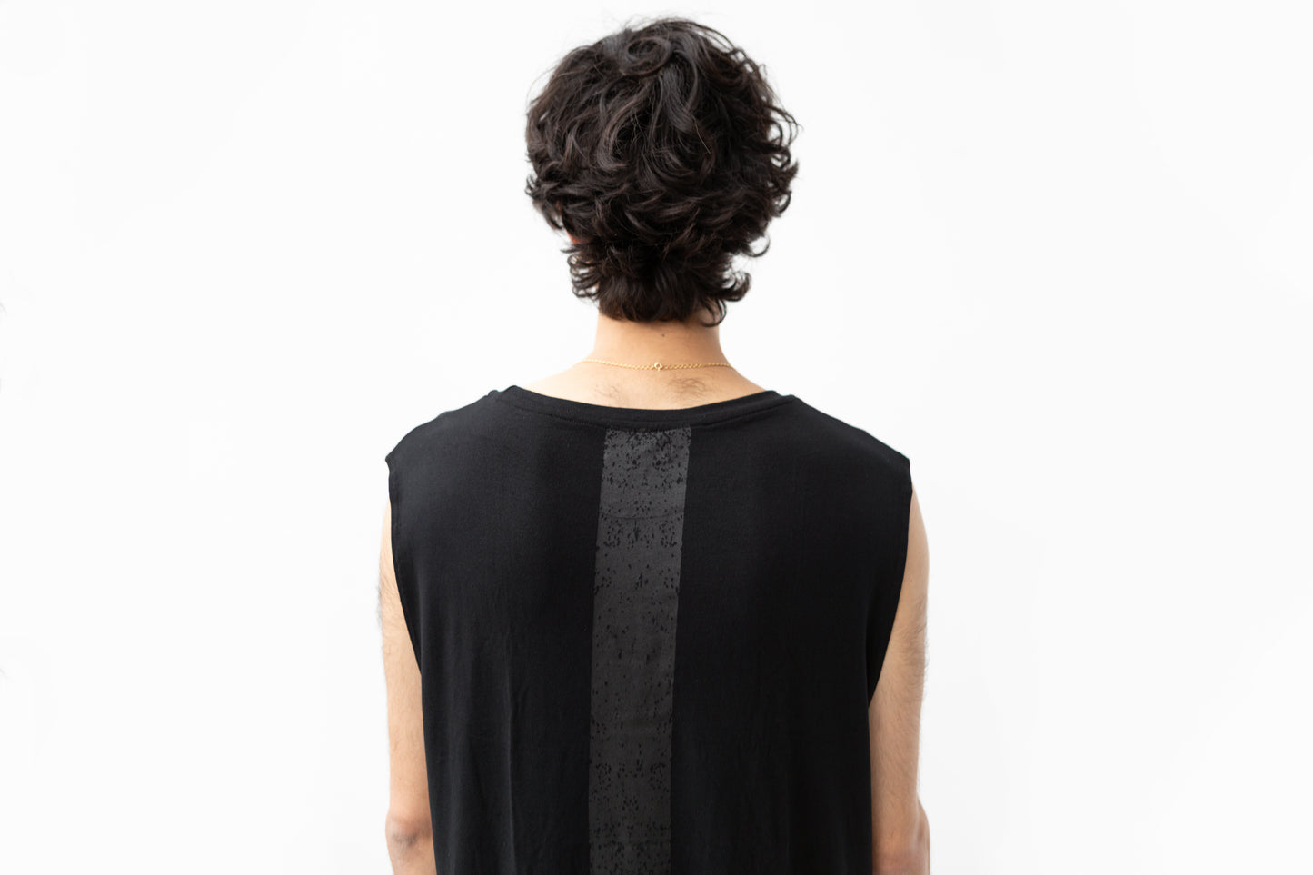 Tank Top with black Screen-Printed Stripe - black