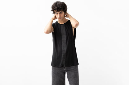 Tank Top with black Screen-Printed Stripe - black