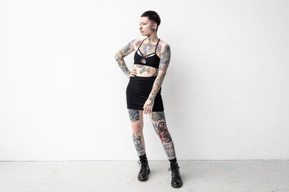 Riemchen BH - gemusterte Spitze - Bralette, Bustier - schwarz