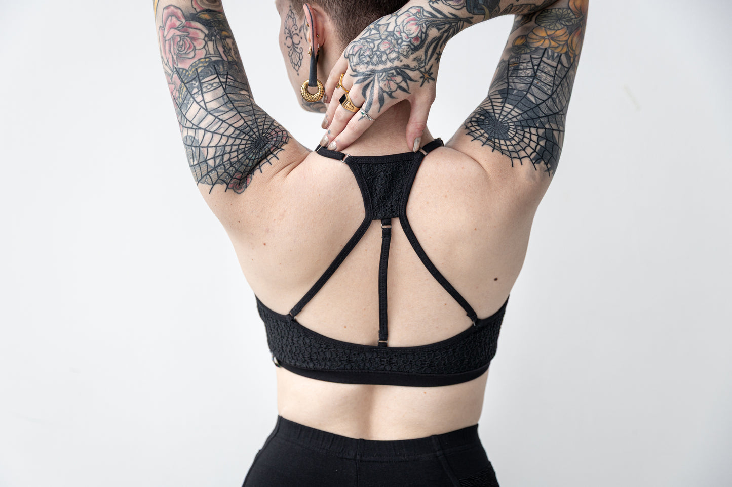 Riemchen BH - gemusterte Spitze - Bralette, Bustier - schwarz