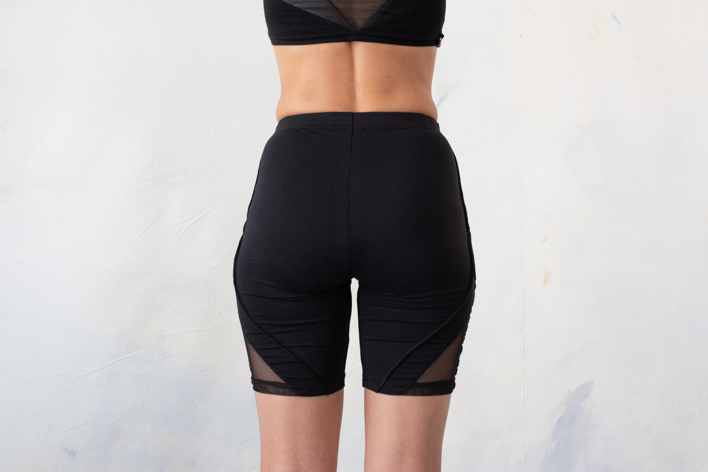 Mesh Biker - with Transparent Mesh Fabric and Visible Seams - black