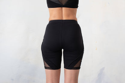 Mesh Biker - with Transparent Mesh Fabric and Visible Seams - black